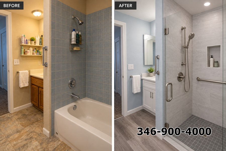 Tub-to-Shower Conversion Houston